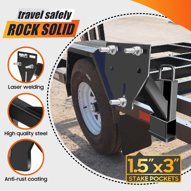 toolhoper Stake Pocket Spare Tire Mount, Trailer Spare Tire Mount Fit 4 5 6 8 Lugs Trailer Wheels On 4", 4.5", 4.75", 5", 5.5", 6", 6.5" Bolt Patterns，Capacity 150 Lbs, Fits 1.5”x3 Stake Pocket - Image 5